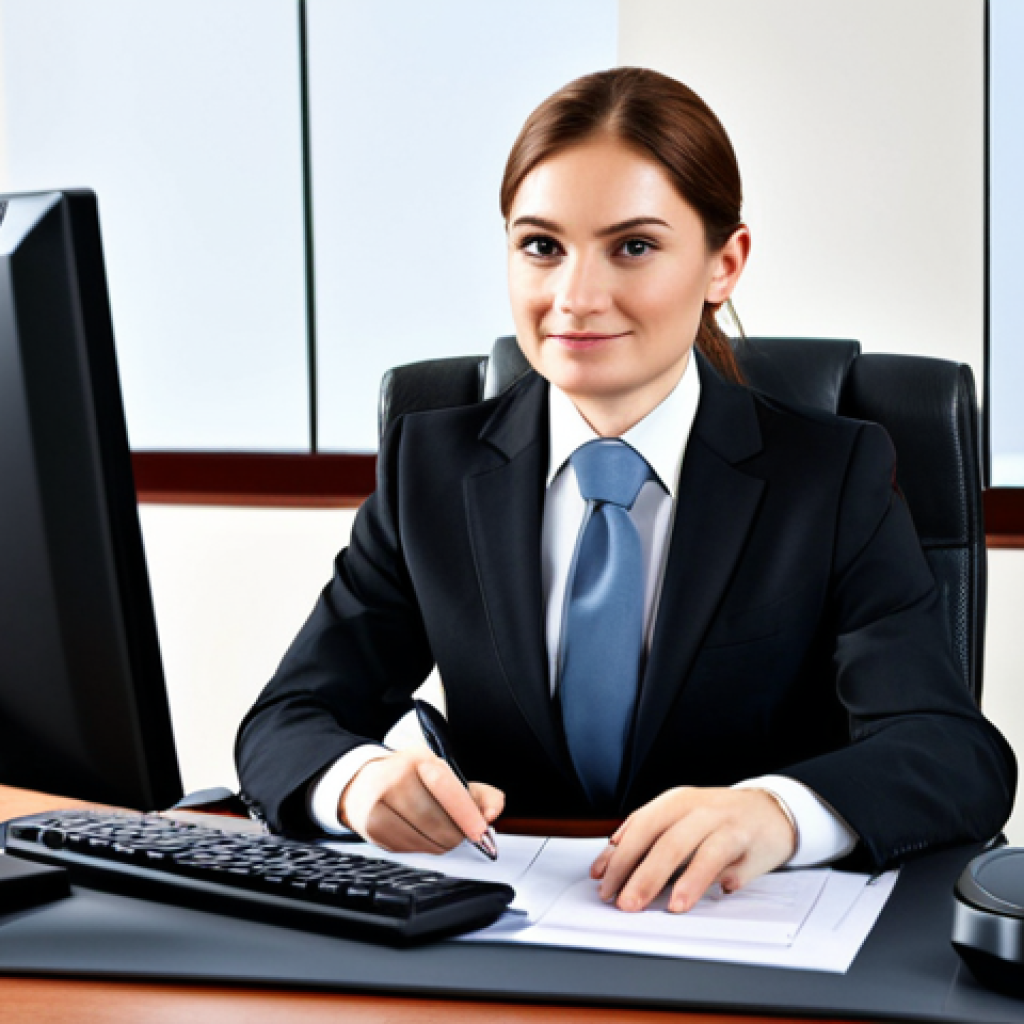** A professional accountant in a modest business suit working at a modern office desk, fully clothed, appropriate attire, safe for work, perfect anatomy, natural proportions, professional photography, high quality, family-friendly.

**