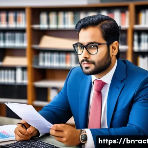 전산세무회계 시험 후 진로 탐색 - A professional Bengali financial advisor in a modern office setting, wearing formal business attire ...